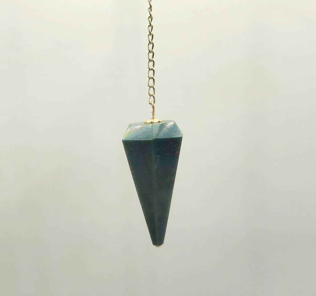 Bloodstone Gemstone Pendulum w/Silver plated chain