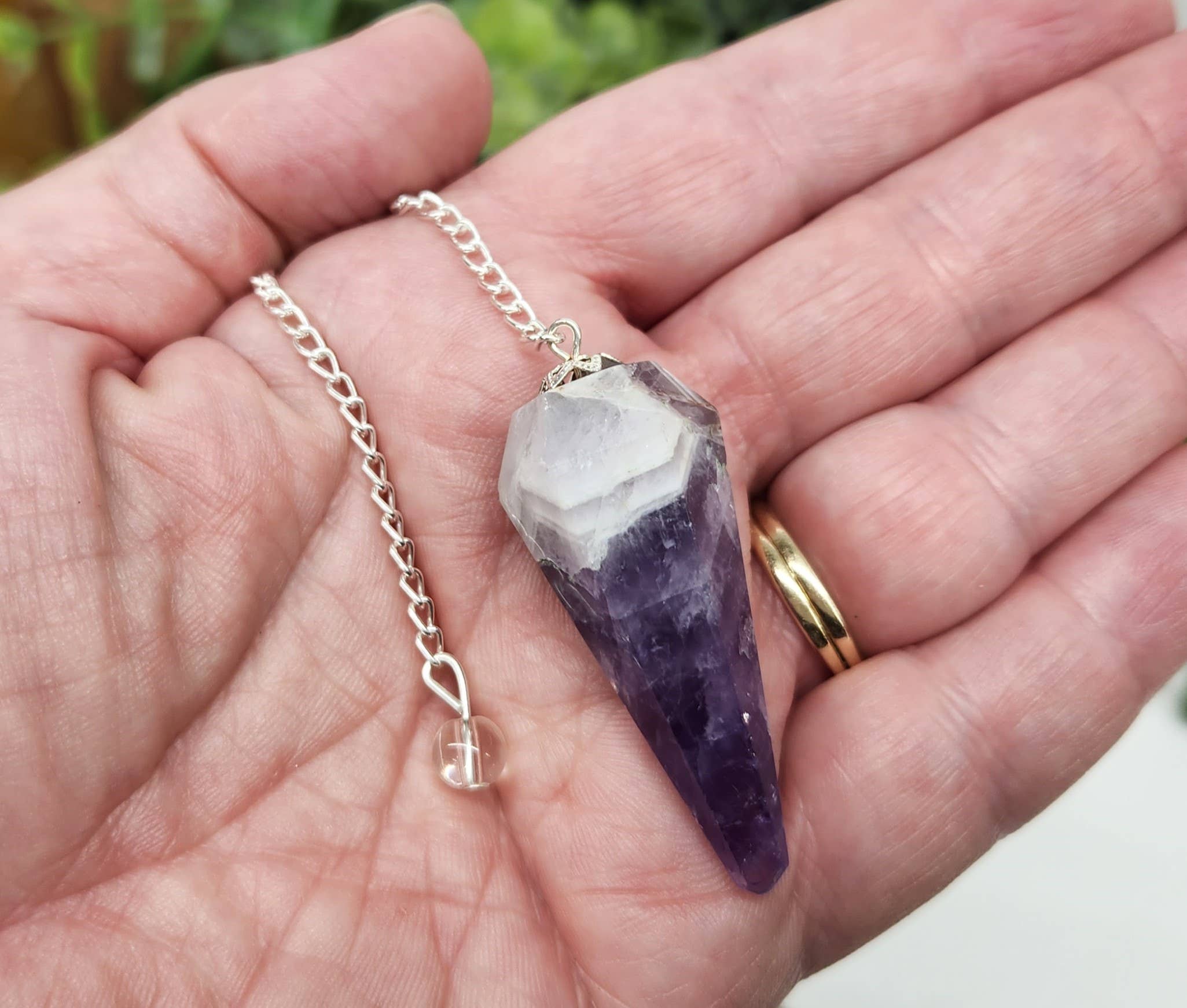 Chevron Amethyst w/Silver Plated Chain