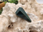 Bloodstone Gemstone Pendulum w/Silver plated chain