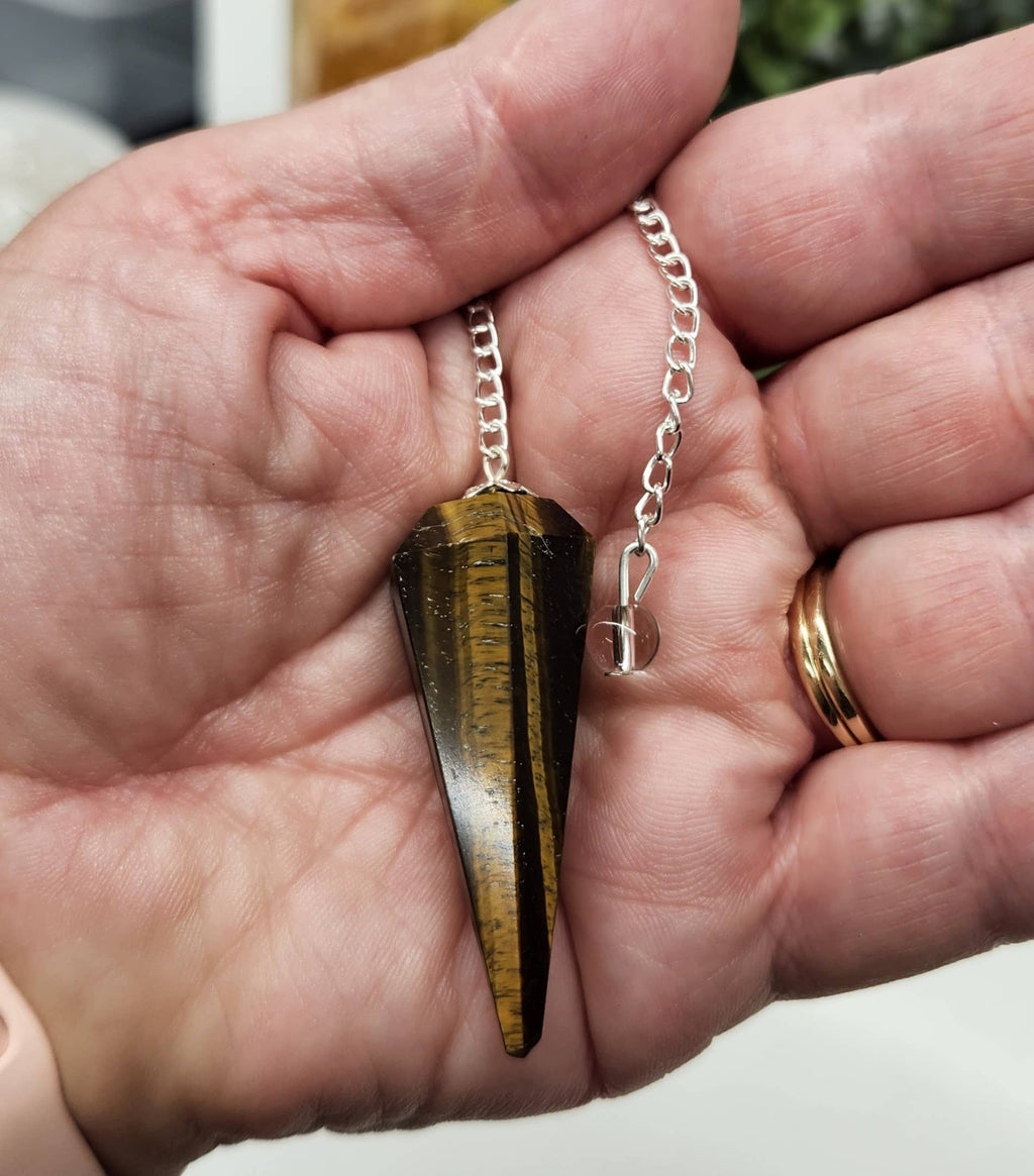 Yellow Tiger Eye Pendulum w/Silver Plated Chain