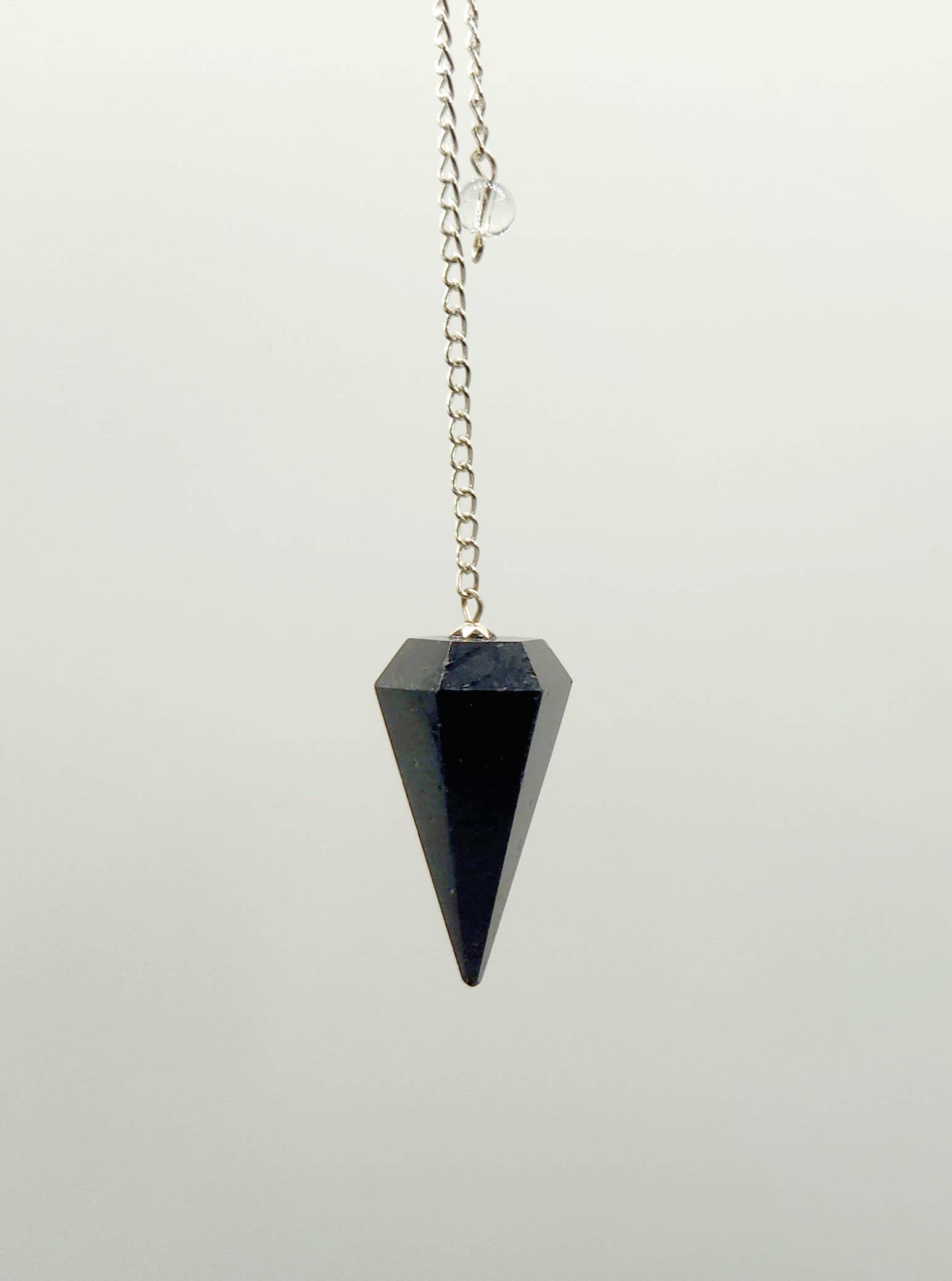 Black Tourmaline Pendulum Pendulum w/Silver Plated Chain