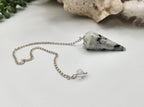 Rainbow Moonstone Gemstone Pendulum w/Silver Plated Chain