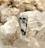 Rainbow Moonstone Gemstone Pendulum w/Silver Plated Chain