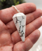 White Howlite Pendulum w/Silver Plated Chain