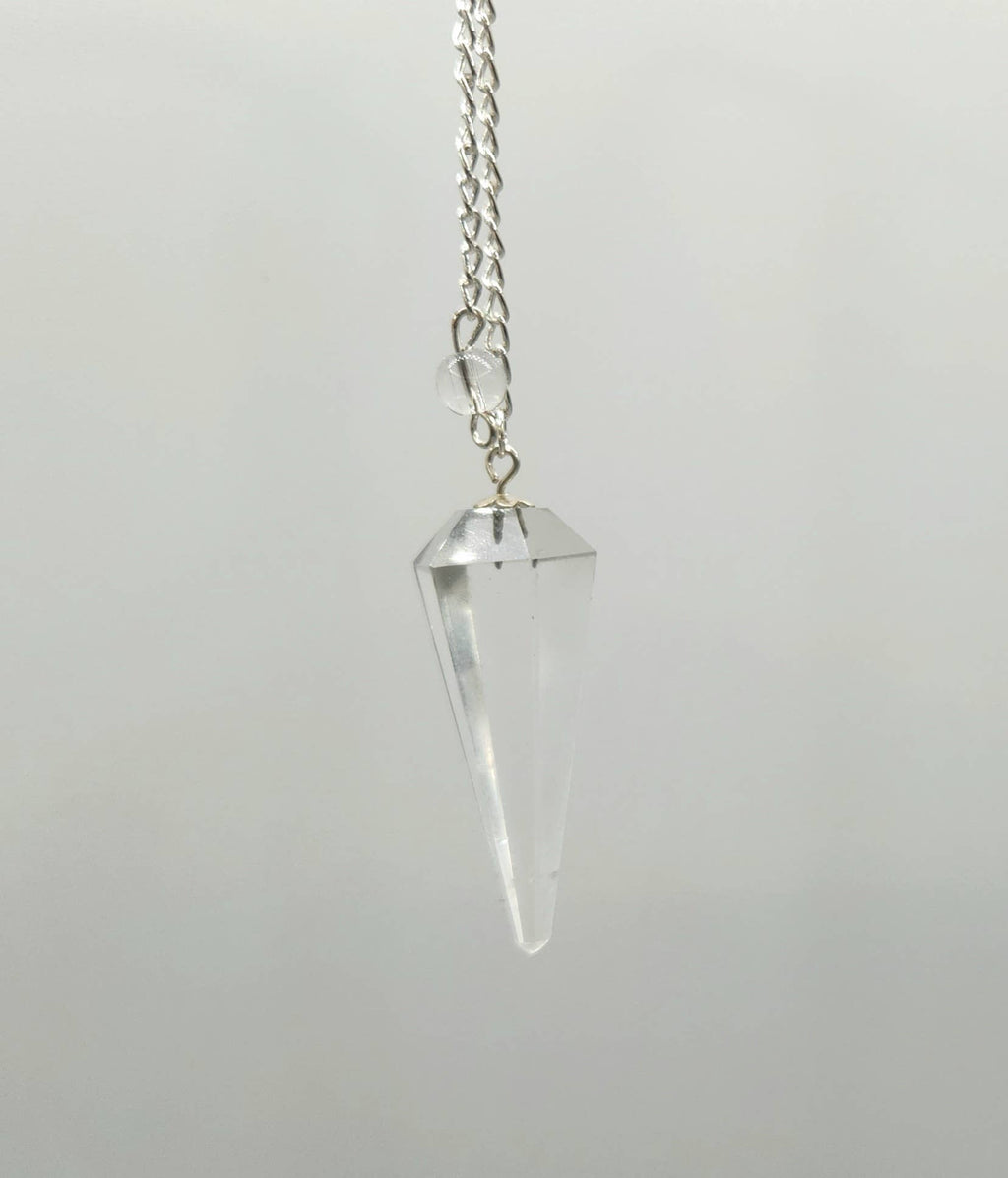 Clear Quartz Pendulum w/Silver Plated Chain