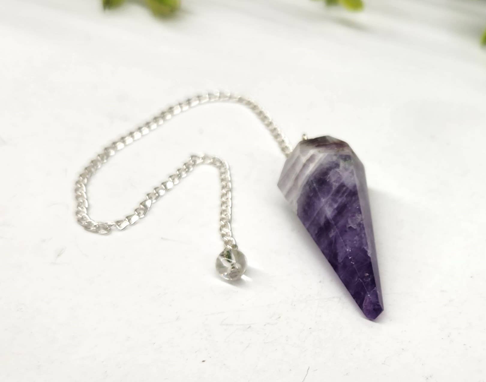 Chevron Amethyst w/Silver Plated Chain