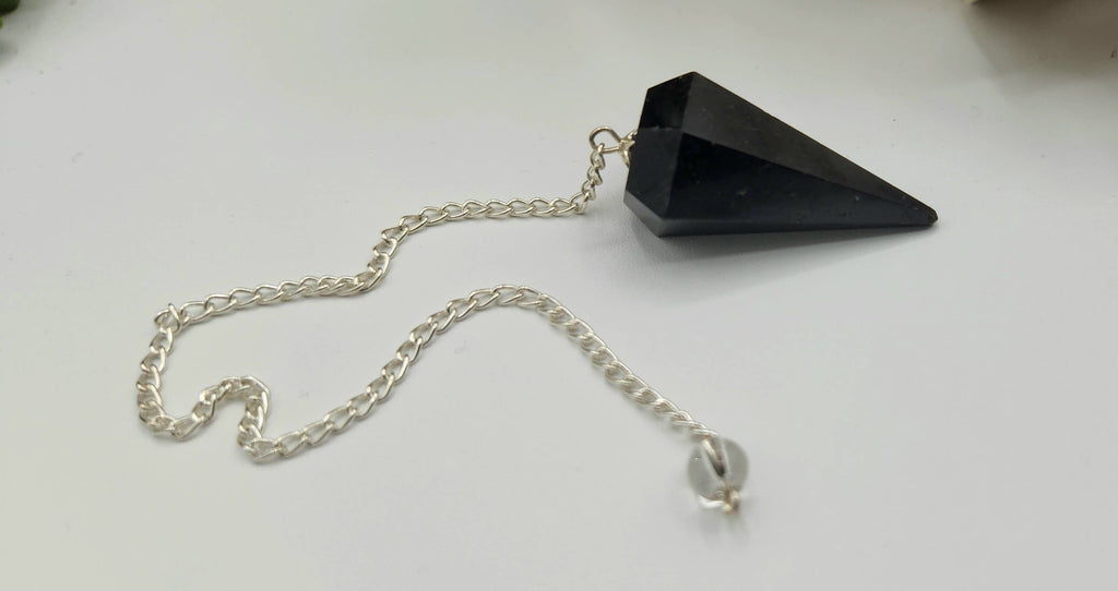 Black Tourmaline Pendulum Pendulum w/Silver Plated Chain