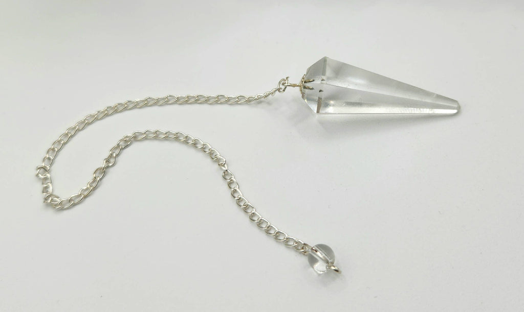 Clear Quartz Pendulum w/Silver Plated Chain