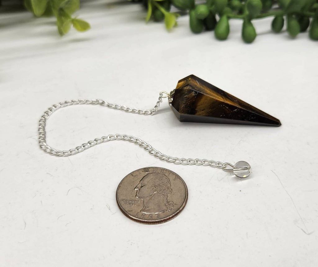 Yellow Tiger Eye Pendulum w/Silver Plated Chain