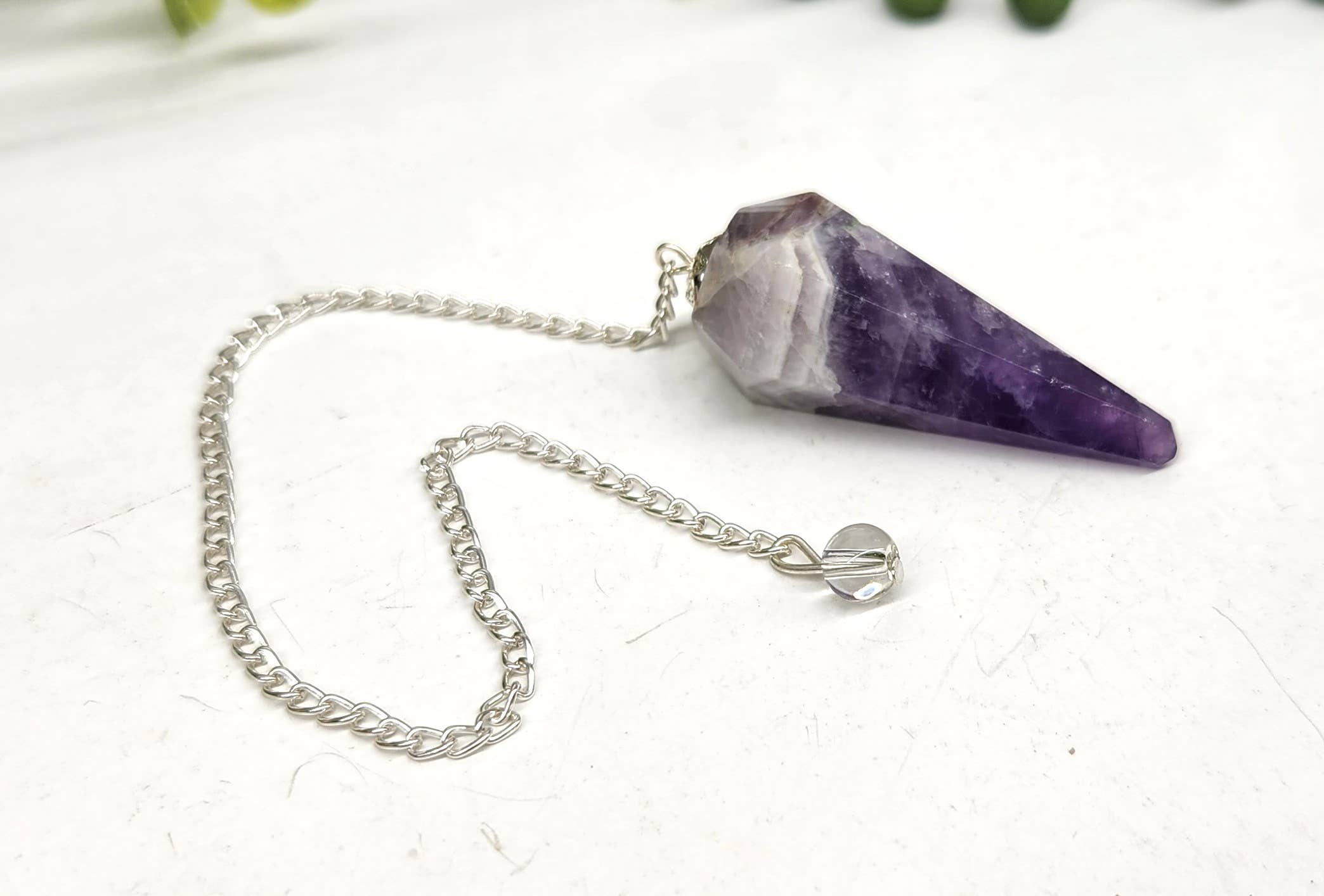 Chevron Amethyst w/Silver Plated Chain