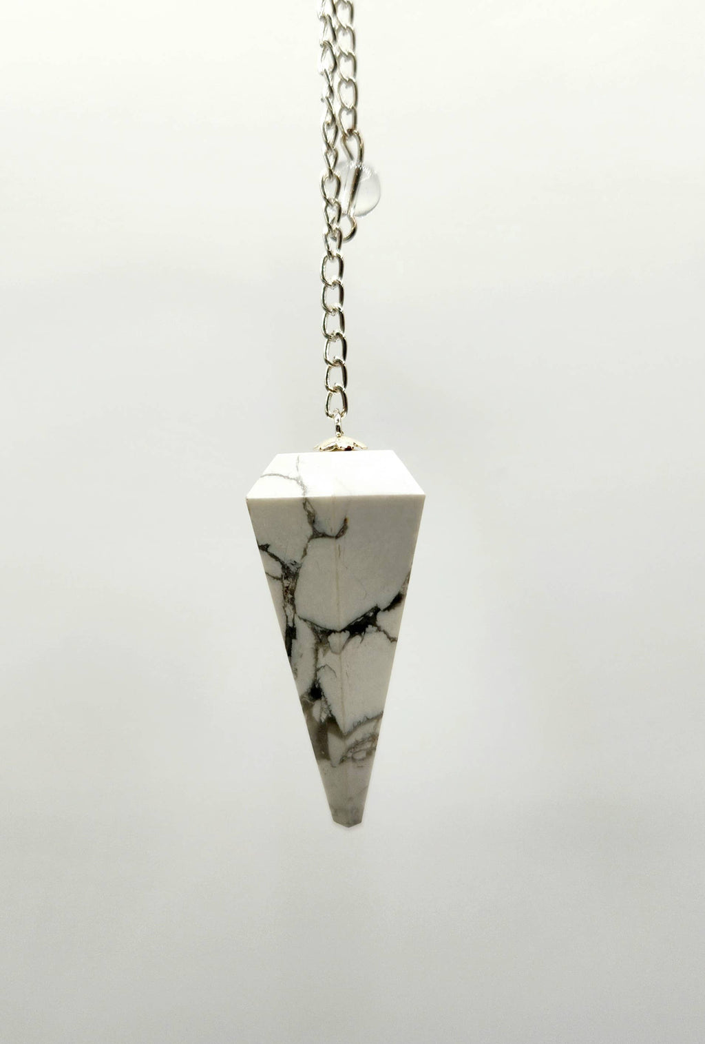 White Howlite Pendulum w/Silver Plated Chain