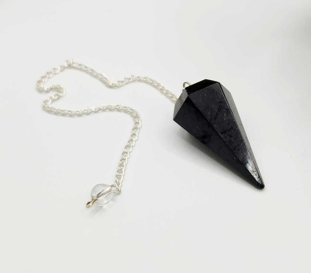 Black Tourmaline Pendulum Pendulum w/Silver Plated Chain