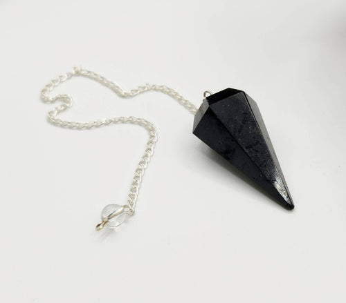 Black Tourmaline Pendulum Pendulum w/Silver Plated Chain